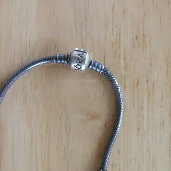 PANDORA Retired oxidized Silver Barrel Clasp Choker Necklace 20" - Picture 3 of 6